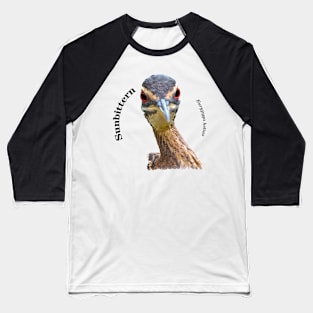 Sunbittern tropical bird pin black text Baseball T-Shirt